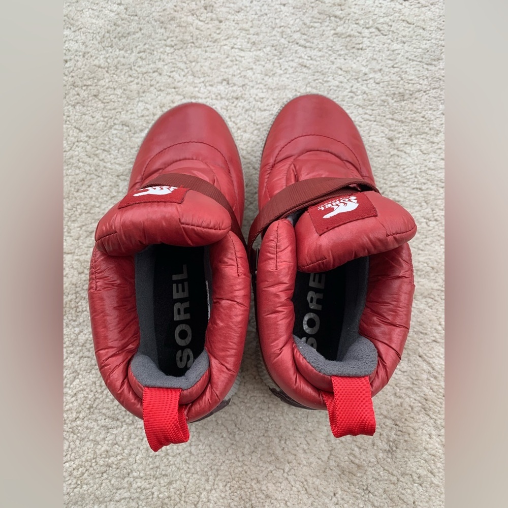 Sorel Womens Size 6.5 Out N About Red Puffy Strap Snow Boots Sneakers Dahlia Red - Picture 6 of 12